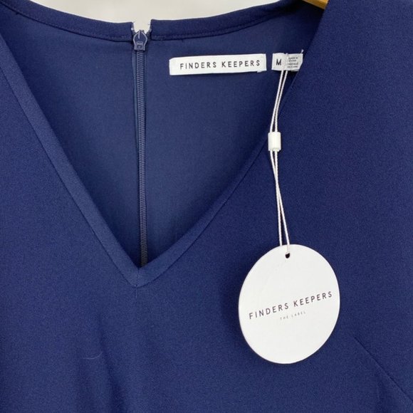 FINDERS KEEPERS Lace Up Navy Dress Medium NWT - Picture 4 of 7